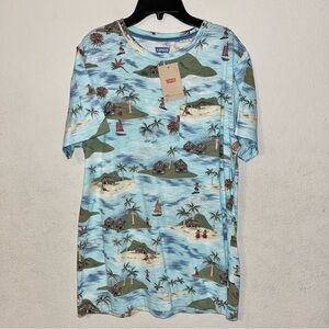 Levi’s Strauss & Co tropical island Londra T Shirt, Clearwater, size Large